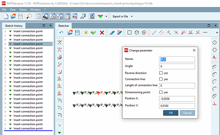 Rename connection points in PARTdesigner