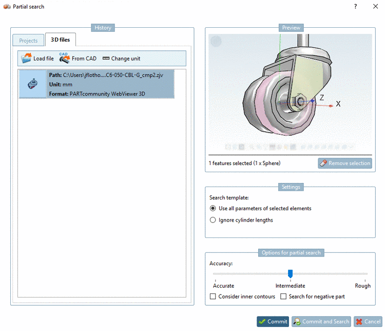 Example: Sphere feature selected