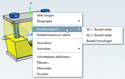 Context menu: Assembly - 3D view - Submenu "Part comparison"