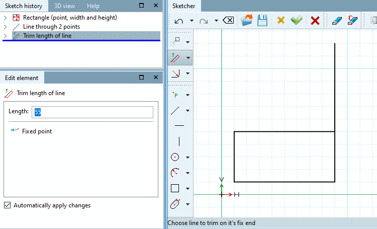 Lengthen line - Result