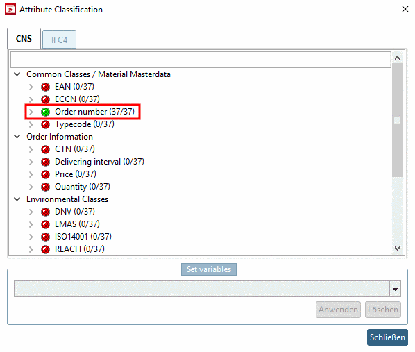 Dialog box "Attribute Classification"