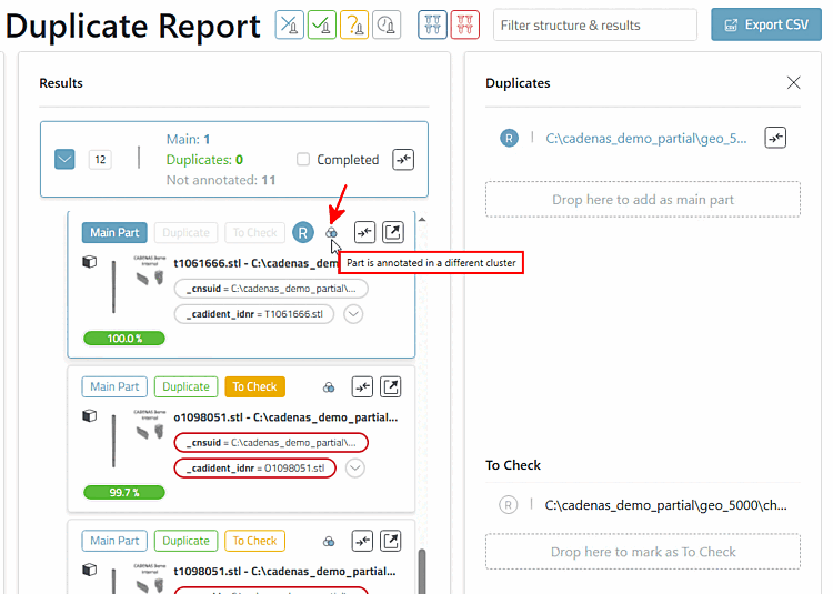 Part is annotated in another cluster.