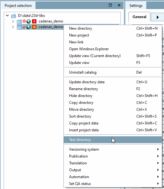 Test projects in the directory