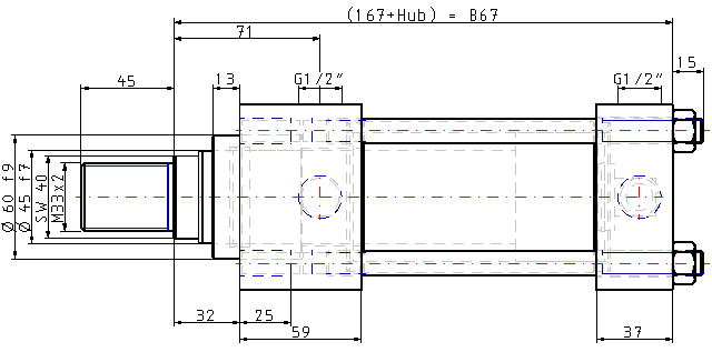 Result after export with "Shortened 2D view [2D shortened view] " option activated