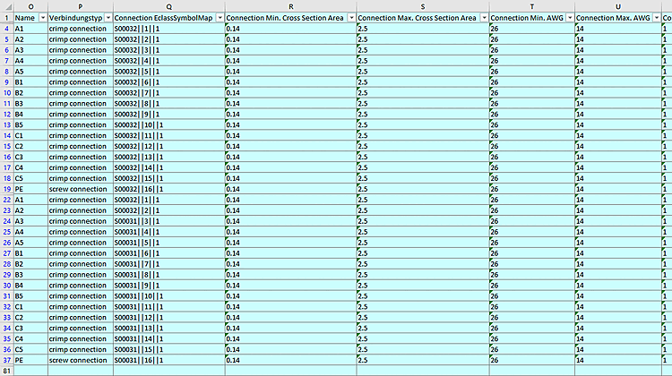 Excel columns: All connection points filled