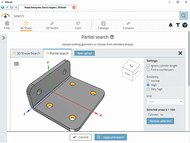 3Dfindit: Partial search