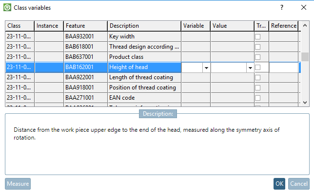 Cursor in "Value" field