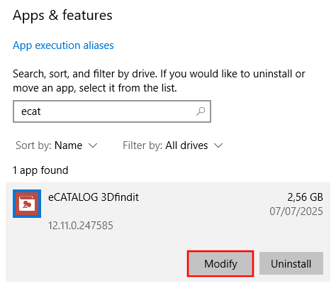 eCATALOG 3Dfindit > Modify