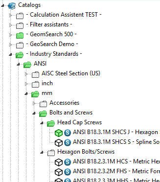 Catalog index with green and semi-transparent directories and projects