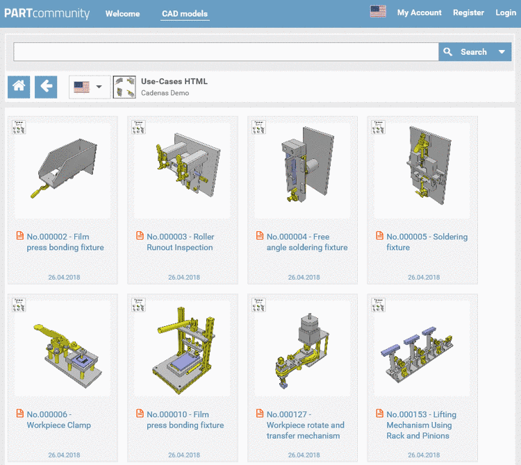 Directory with some projects opened in PARTcommunity (linked)