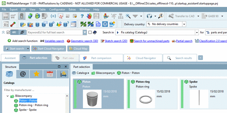 PARTdataManager catalog "Bikecompany" V1