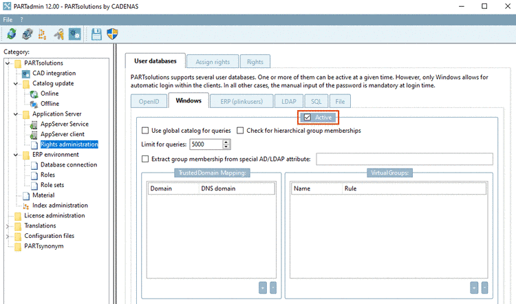 Example: Tabbed page "Windows"
