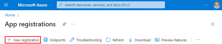 Microsoft Azure "New registration"