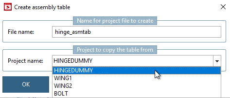 Create assembly table