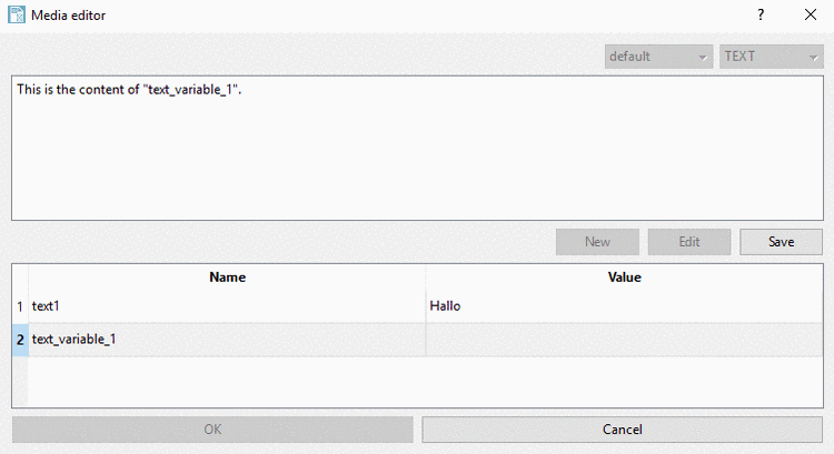 Media Variable of the type "TEXT"