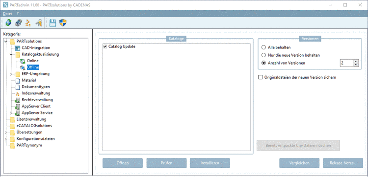 PARTadmin -> category "Catalog update" -> Offline