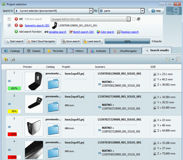 Project with different line preview images