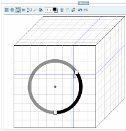 Movement to the right or left. Click on the end point of circular arc.