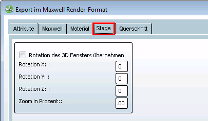 Maxwell Render - Cross-section tab page