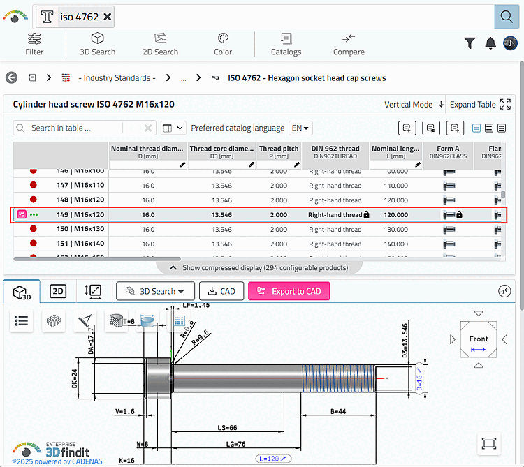 Select characteristic in table