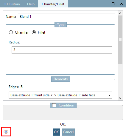 "Chamfer/rounding [Chamfer/Fillet] " docking window