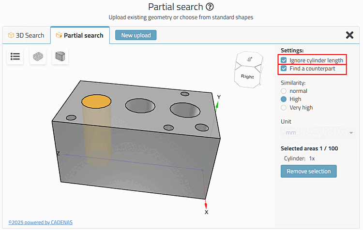 "Find counterpart [Find a counterpart]" settings dialog