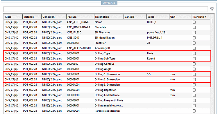 This data set describes a round hole with a radius of 5.5 mm.