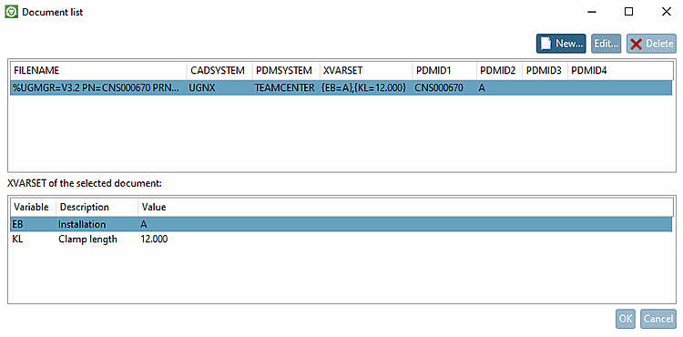 PDMID information dialog in PARTdataManager