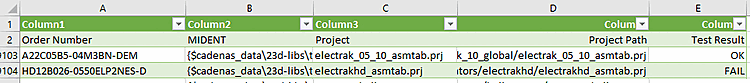 CSV file loaded in Excel