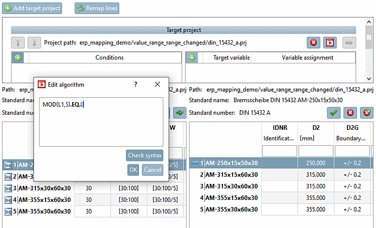 "Edit formula [Edit algorithm] " dialog box