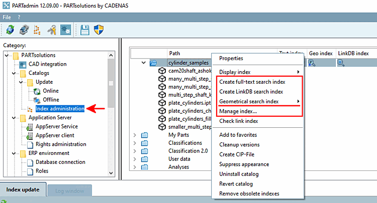 Context menu commands at catalog level -