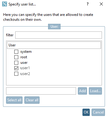 Specify user list...