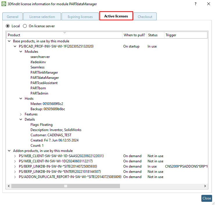 Basic products [Base products] and add-ons [Addons]