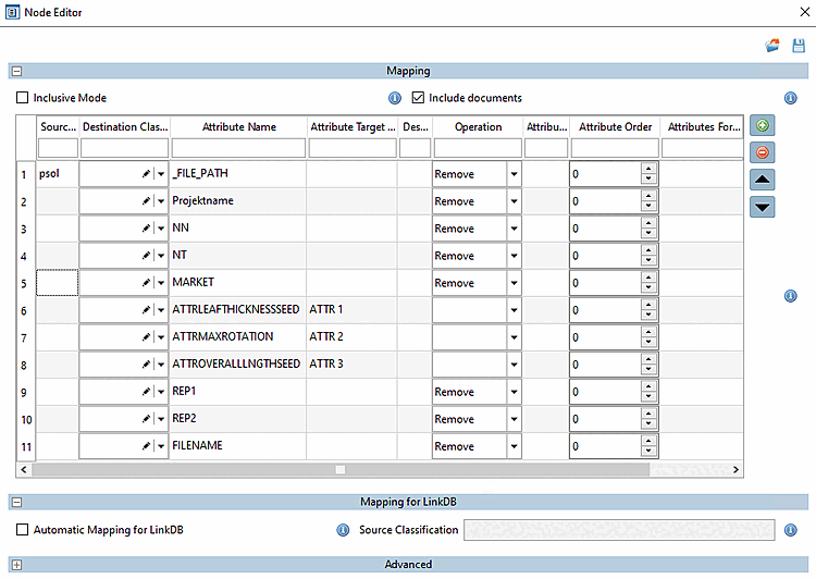 Example: Some attributes are removed and others are renamed.