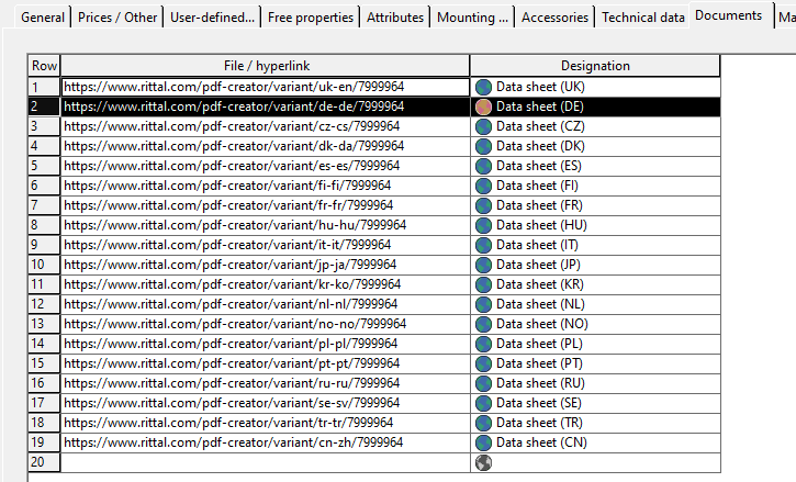 Product with 2 data sheets (in German and English) using CNSELEK|5|1