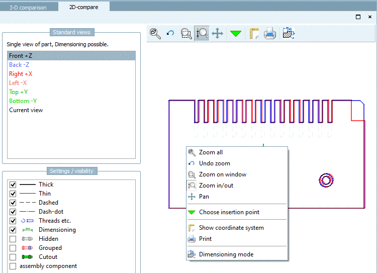 Part comparison -> 2D comparison