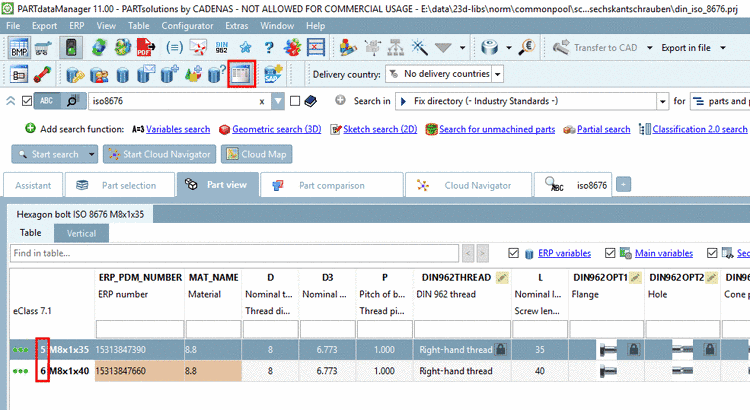 Preferred rows filter on