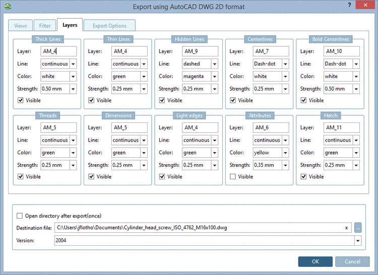 Tabbed page "Layers" - AutoCAD DWG 2D