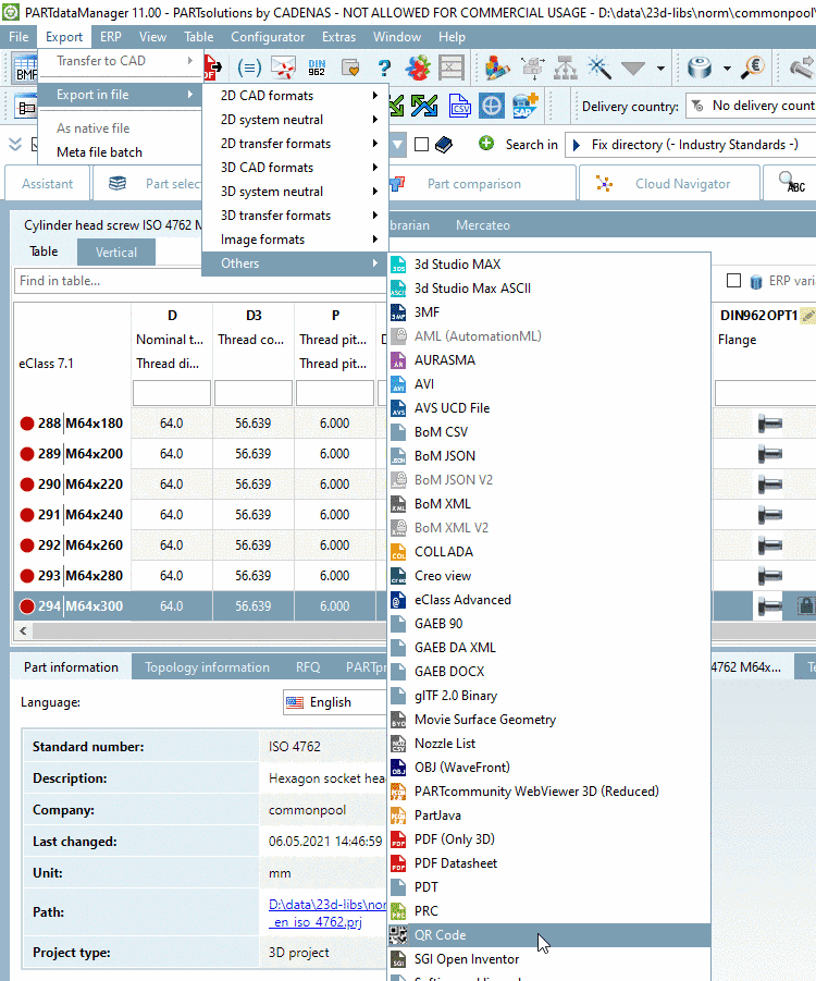 Export format: QR Code