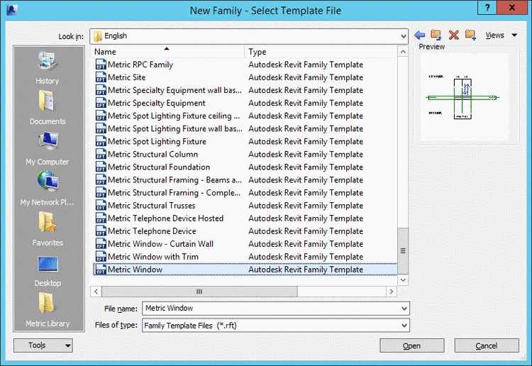 Example: Metric Window (English) or M_Fenster (German)