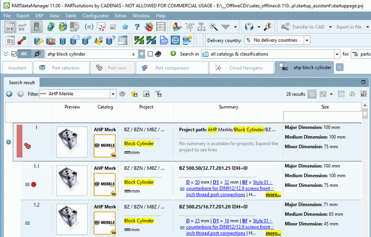 In this example the options Largest dimension, Middle dimension and Shortest dimension have been activated under Topology values -> Size.