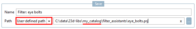 Path selection "User-defined path [User-defined path] "