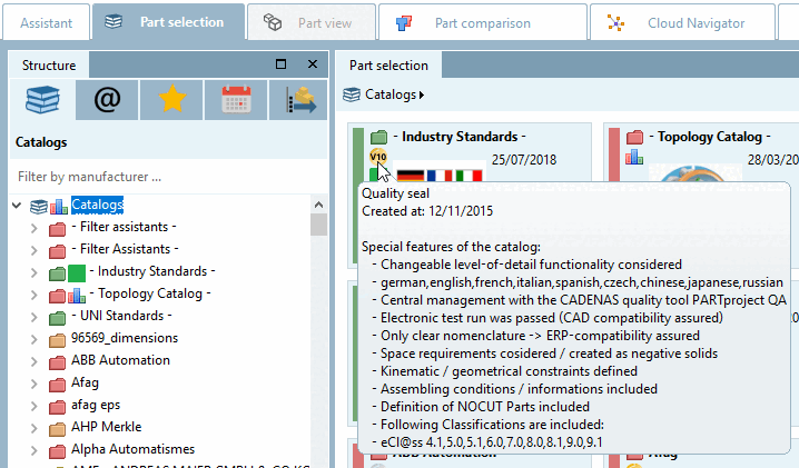 Example: Quality seal displayed on the "Symbols [Symbols] " tab page