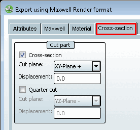 Maxwell Render - Cross-section tab page