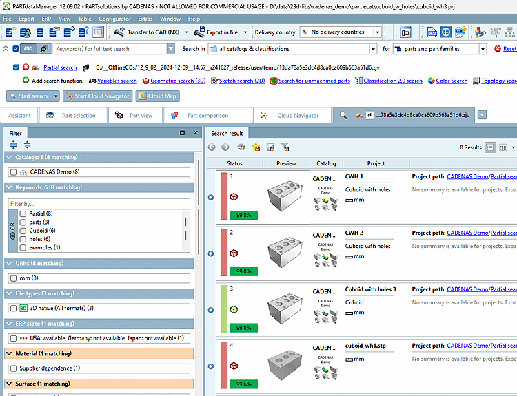 Listing of search results