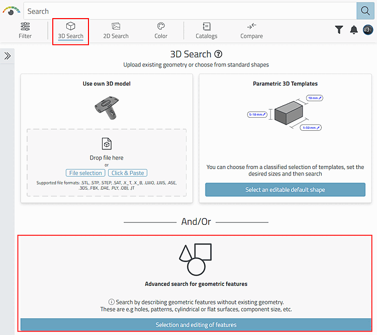 Open "Geometric features " dialog area