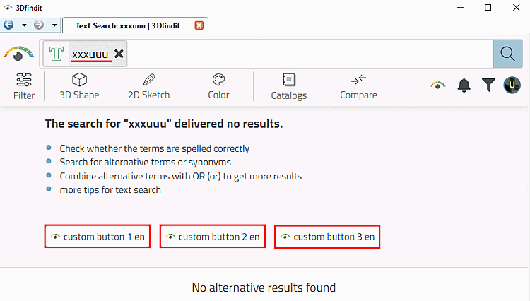 Buttons in the search results area