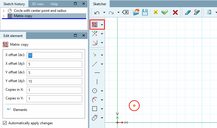 Copy 1 means that only the original element is displayed.