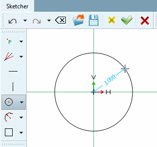 Circle with center point and radius/point