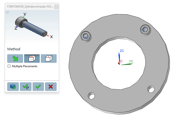 Head cap bolts are placed